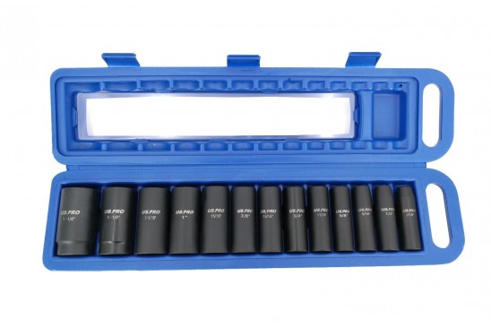 Krachtdoppenset diep 12-kant 1/2" SAE engelse maatvoering 13-delig